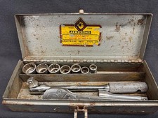 Vintage Armstrong Armaloy 38 Drive Socket Set 10 Pieces With Metal Case Vintage Armstrong Armaloy 38 Drive Socket Set 10 Pieces With Metal Case