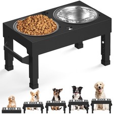 Plastic Elevated Dog Bowls 4 Height Adjustable Stand 2 PCS 7 Inch Feeder