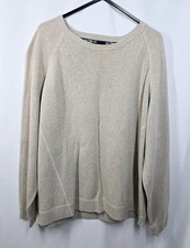 M S Men's Blue Harbour Cotton Jumper Beige Size Large