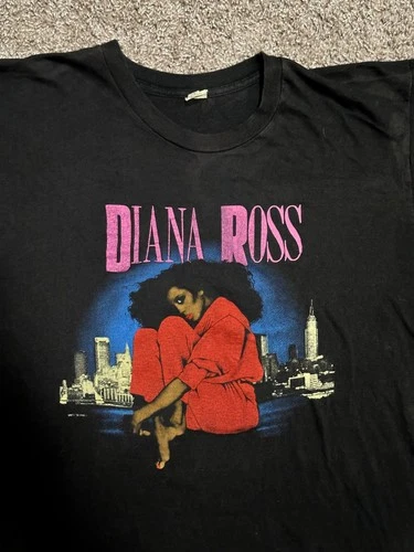 Diana Ross World Tour Concert T Shirt Screen St 1980s vintage concert t-shirt, vintage, size XL, single stitch, B+ condition