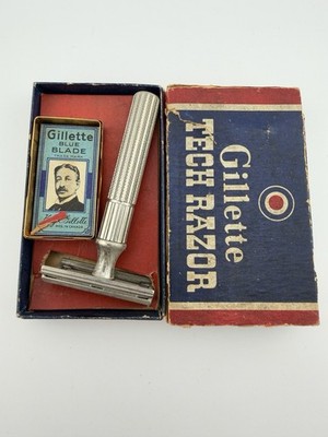 Vintage Gillette Tech Razor In Original Box Patented In Canada 1932  And Razors 