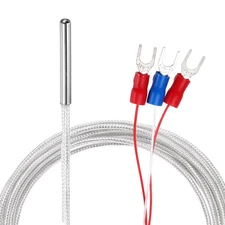 RTD PT100 Temperature Sensor Probe with 3 Wire Terminal, 9.8ft