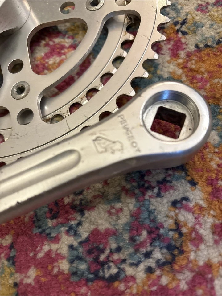 Juego de bielas cónicas cuadradas vintage Peugeot Stronglight. 170mm, 52/42t Foto 3 de 4