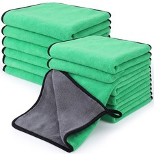 12 Microfiber Towels for Cars 800 GSM Plush Absorbent Cleaning Cloths, 16"x16"