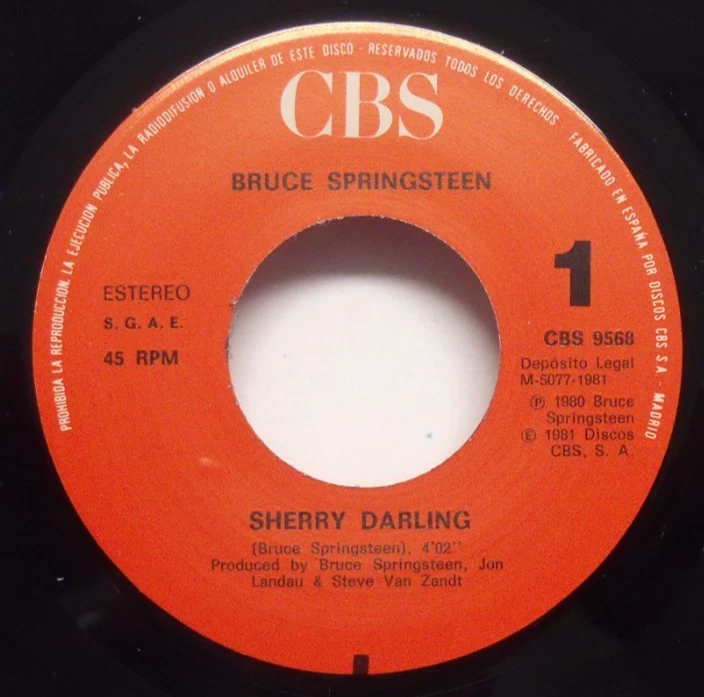 Bruce Springsteen - Sherry Darling - 1981 NM Spain Import 45 & Picture Sleeve - image 3 of 4