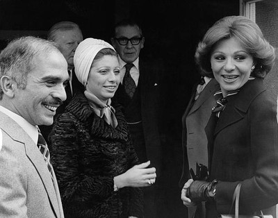 King Hussein of Jordan Queen Alia meeting unexpectedly with Farah - Old Photo