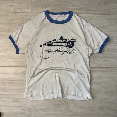VTG 70s F1 Indy Fast Race Prep Paper Thin Worn Burnout Hanes Ringer T-Shirt Sz M