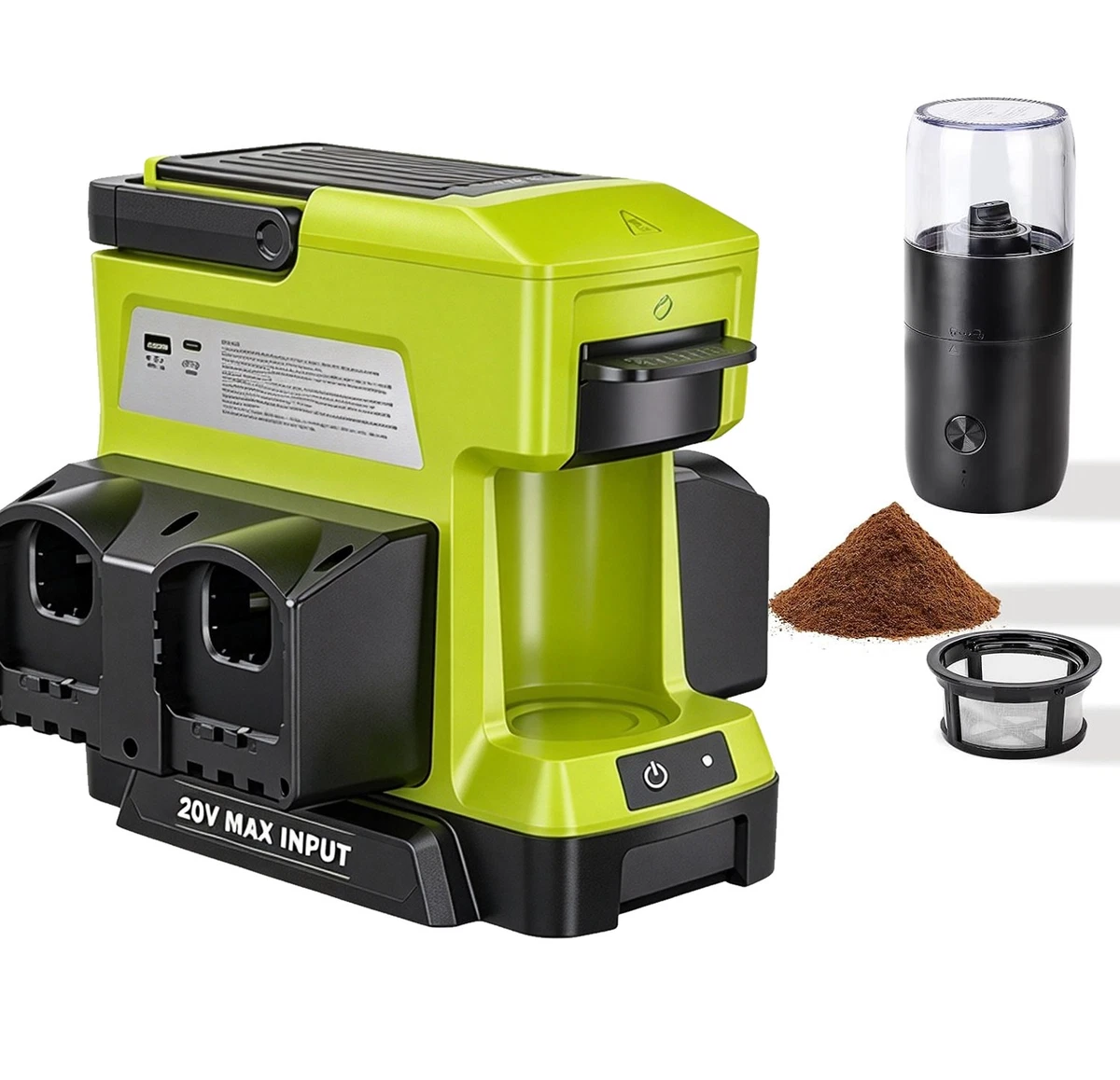 Cafetera inalámbrica para Ryobi 18V batería cafetera de goteo con molinillo