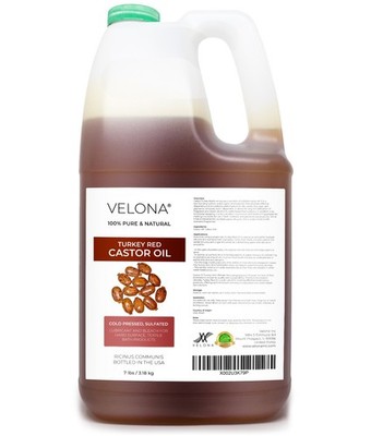 Castor Oil Turkey Red Oil by Velona - 2 Fl Oz - 7 lb, Natural, Cold Pressed