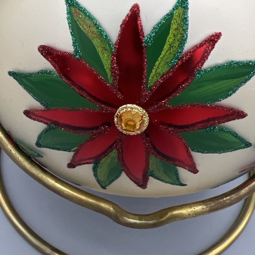 Mostowski Komozja Hand Blown Hinged Christmas Poinsettia Ornament Poland - Picture 9 of 18