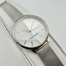 Nine West Women's Sunray Dial Mesh Bracelet Watch, Size 6.5” - Has New Battery
