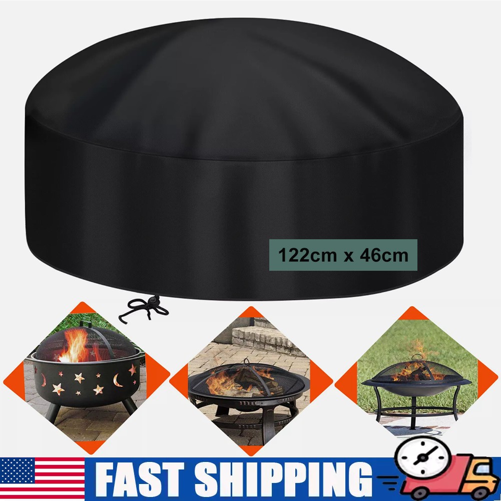 48 Inch Round Fire Pit Cover, Patio Table Cover, Garden Outdoor Waterproof