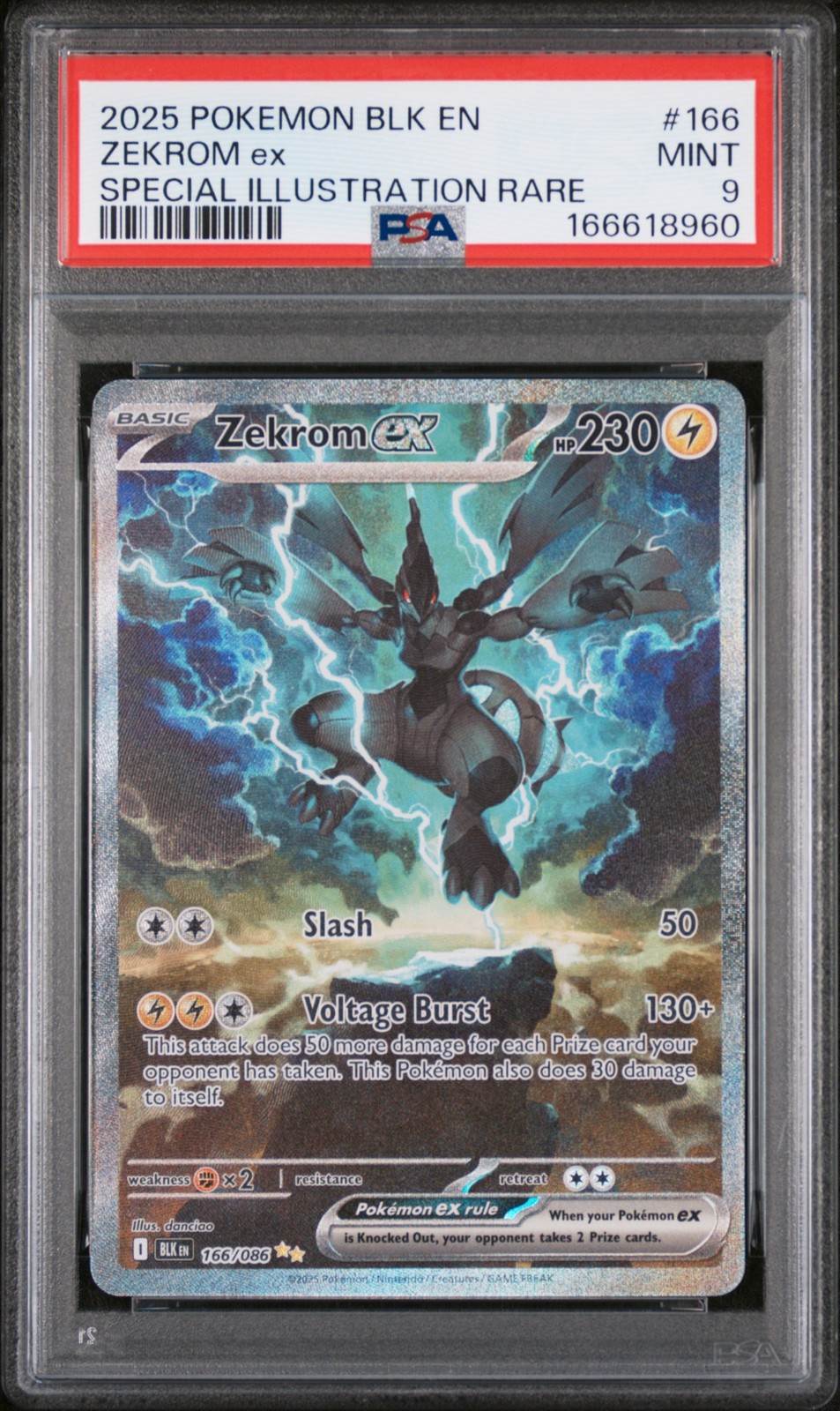 2025 POKEMON BLK EN-BLACK BOLT SPECIAL ILLUSTRATION RARE #166 ZEKROM EX PSA 9
