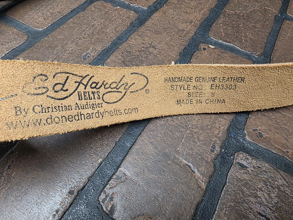 Ed Hardy Belt by Christian Audigier Genuine Leather Tiger Head Belt Size Small - Image 4 of 4