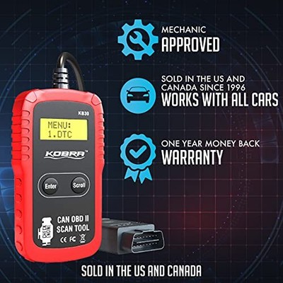 RED/BLACK - KOBRA PRODUCTS KOBRA OBD2 SCANNER CAR CODE READER