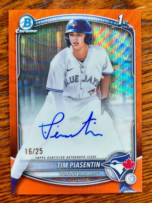 2025 Bowman Draft Chrome Tim Piasentin ORANGE Wave Refractor Auto /25
