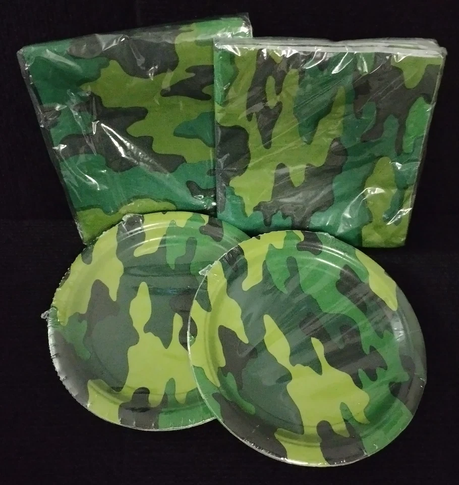 Lot Camo Army Themed Party Supplies Lot Plates And Napkins - Image 4 of 4
