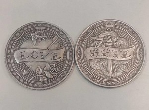 Gothic Love Hate Coin Vintage Style Token (1 Coin)
