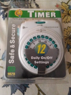 Ingraham Multiple Setting Timer 12-821 Indoor 12 On Off Settings 1875W  15 Amps