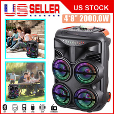 20000W Powerful Portable Bluetooth Party Speaker 4x8" Woofer Heavy Bass with Mic