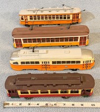 lot of 4 handmade TROLLEY MODELS railroad PAINTED by Gary Johnson DRIVER