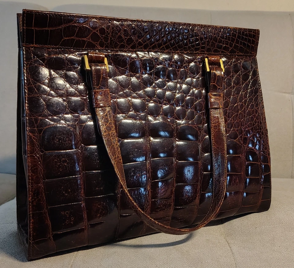 Bolso Vintage Años 70 - Cocodrilo Verdadero - Nieri Argenti - Hecho a Mano en Italia. Foto 3 de 4