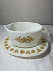 Vintage 1970's Pyrex Corelle Butterfly Gold Gravy Boat #77-B Plus Under Plate