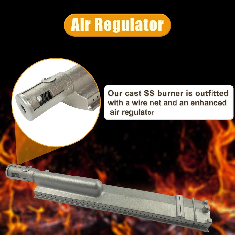 Juego de 4 quemadores de parrilla de acero inoxidable fundido de alta resistencia para Bull (16 1/8 pulgadas) Foto 3 de 4