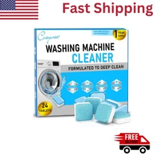 Washing Machine Cleaner Descaler 24 Pack - Deep Cleaning Tablets For HE Front