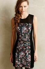  Anthropologie Cynthia Vincent Paisley Panel Shift Dress Petite Size 8 $178 NWT