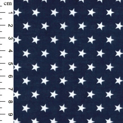 Navy Blue & White Stars - Polycotton Fabric Craft Material Metre
