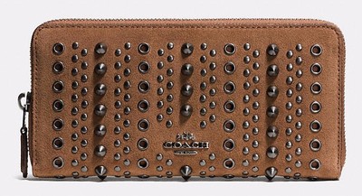 NWT Coach All Over Studs And Grommets Accordion Zip Wallet in