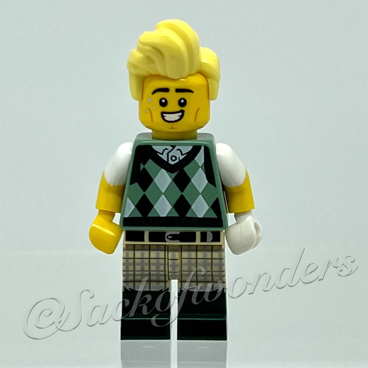 Authentic Lego - University College Student Blonde Preppy Guy Minifigure