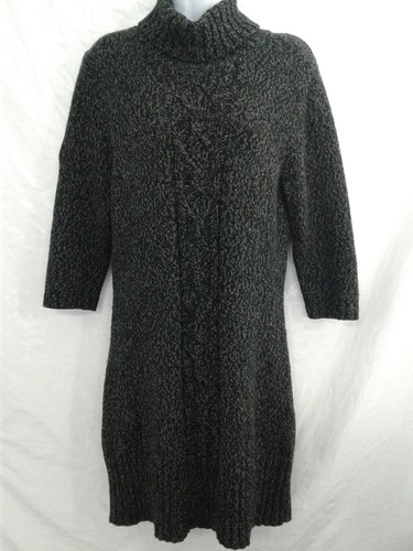 Black Mingled Cowl Neck Sweater Dress 