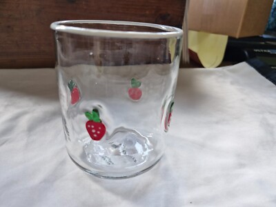 Anthropologie Icon Saftglas Erdbeere klar rot 17,25 Oz. 4.5 x3.5  Neu