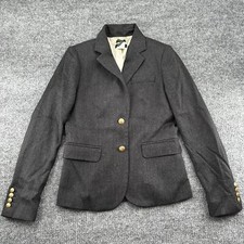 J Crew Schoolboy Blazer Womens 0 Gray Wool Blend Gold Buttons Office Riding