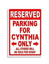 Personalized Parking Sign Wall Decal Metal Sign No Parking Customized Cynthia