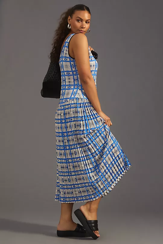 plaid mesh dress Edgy In Plaid Scoop Neck Mesh Mini Dress