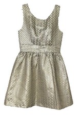 Esley Anthropologie Gold Toned Polka Dot Sleeveless Fit 'n Flare Dress Small NWT