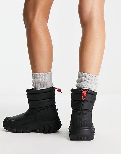 Hunter Intrepid Short Snow Boots Women's 10 Black Insulated