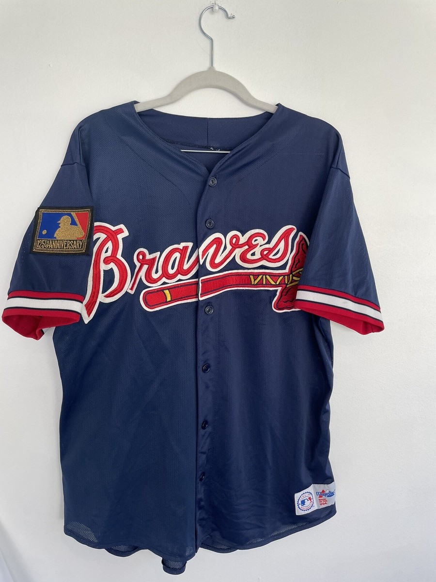 13511 Majestic アトランタ・ブレーブス ユニフォーム MLB Vtg Atlanta Braves MLB Majestic 125th Anniversary Button Up