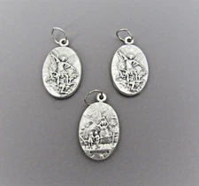 3 pc Saint St MICHAEL / Guardian Angel Charm ITALY Holy Medal rosary O103 Slver