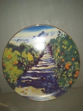 Beautiful Vintage Plate Citrus, Mountains , Vibrant Colors 