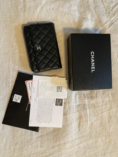 CHANEL Authentic Black Classic Wallet On Chain WOC Shoulder Bag Lambskin, MINT