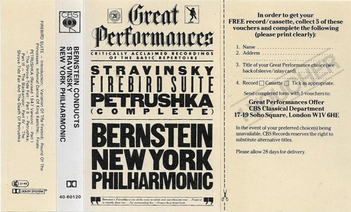 Stravinsky Bernstein Firebird Suite Petrushka (Complete) CASSETTE ALBUM CBS - Picture 7 of 10