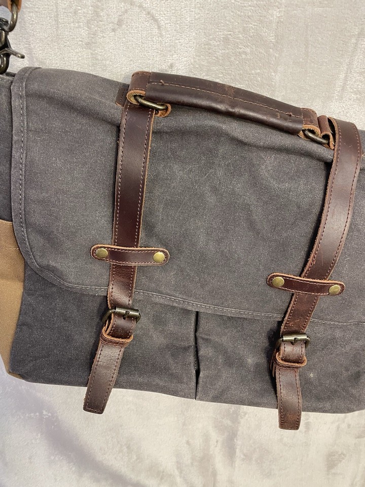Newhey Mens Messenger Bag 15.6 laptop Waterproof Waxed Canvas school