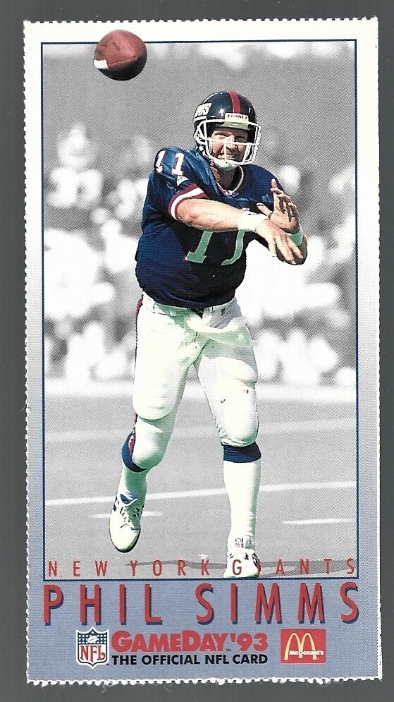 1993 Fleer McDonalds Football GameDay Phil Simms All Stars #McD12 EXC