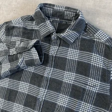 MASON'S Shirt Mens XL Grey Buffalo Plaid Long Sleeve Flannel Button Up Portugal