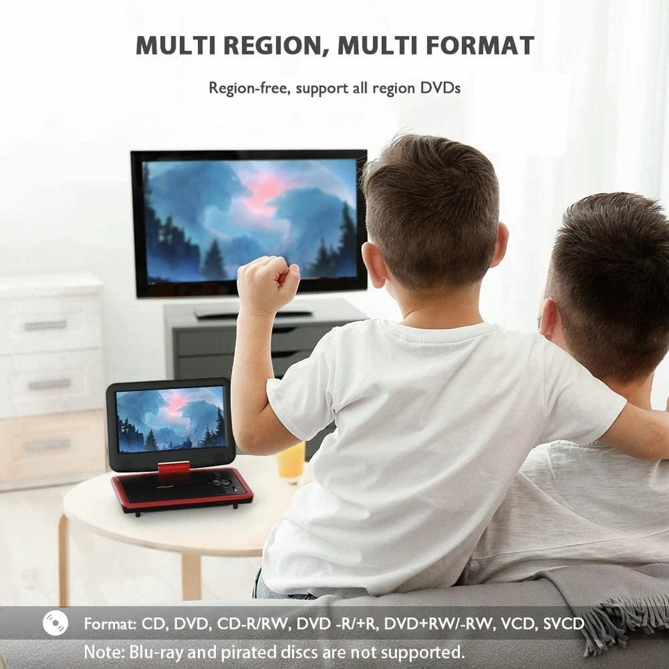 ieGeek 11.5" Portable DVD Player with 9"Swivel Screen Region Free Remote Control - Image 4 of 4