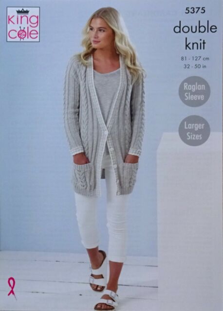 KNITTING PATTERN Ladies Cable Jacket and Cardigan Cottonsoft DK King Cole 5375
